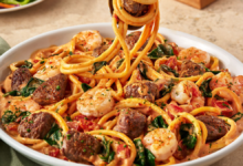 calabrian steak and shrimp bucatini